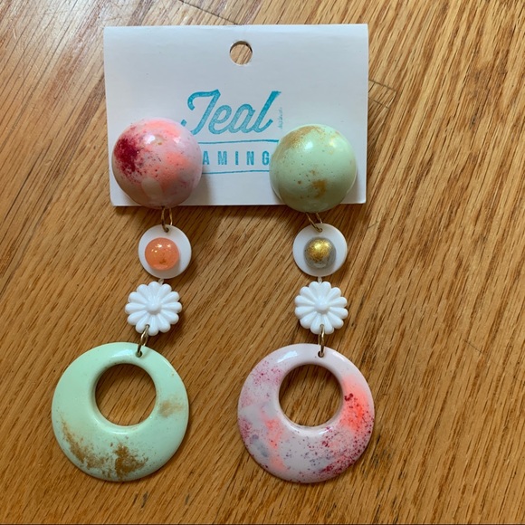 Vintage Jewelry - Handmade vintage upcycled resin galaxy earrings